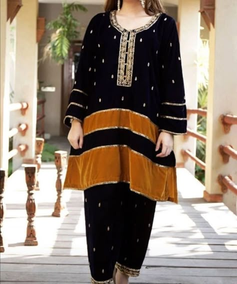 Velvet Frock, Velvet Shirts, Black Bridal Dresses, Velvet Kurti, Bridal Anarkali Suits, Velvet Kurta, Eastern Wear, 2024 Dresses, Winter Suits