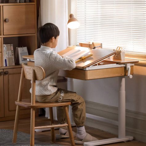 A study table that matches the needs of different ages!The table is raised and lowered, following the baby's synchronous "growth and height", the movable table board, the angle is adjustable from O-45°, and the reading, drawing, and writing modes are flexibly switched. The child does not hunch his back and says goodbye to bad sitting posture!With companion reading, storage & sitting are both right!So practical, children can learn more and do half the work. Adjustable Drawing Table, Movable Table, Reading Drawing, Learning Table, Reading Table, Drawing Table, Kid Desk, Sitting Posture, Elementary School Students