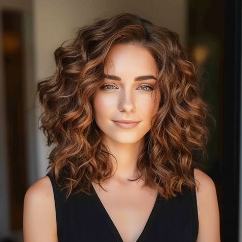 83 Cute Shoulder-Length Curly Hairstyles to Try This Year Bob Riccio, Shoulder Length Curls, Shoulder Length Curly Hair, Natural Curly Hair Cuts, Medium Length Curly Hair, Summer Haircuts, Medium Curly Hair Styles, Shoulder Length Hair Cuts, Hair Up Styles