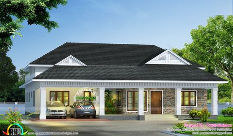 Modern bungalow architecture Bungalow Architecture, Kerala Traditional House, House Structure Design, Elevation Ideas, Villa Ideas, Single Floor House Design, Modern Bungalow House Design, Courtyard House Plans, Modern Bungalow House