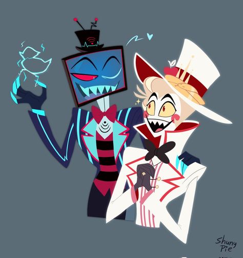 Lucifer X Vox Hazbin Hotel, Staticapple Ship, Vox X Lucifer, H Hotel, Lucifer Morningstar, Morning Star, Vivziepop Hazbin Hotel, Hotel Art, Having A Crush