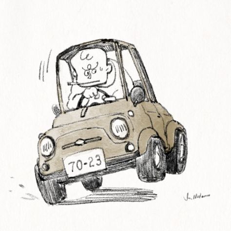 Artist of the Day: Kento IIDA Concept Art Car, Driving Car Reference Drawing, Car Cartoon Drawing, Car Character Design, Car Illust, Cute Car Illustration, Cartoon Car, Driver Illustration, Car Artwork Illustration