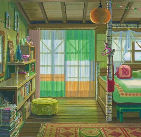 Ghibli Room, Green Vibe, Anime House, Japanese Animated Movies, Ghibli Artwork, Studio Ghibli Movies, Old Room, Anime Room, Studio Ghibli Art