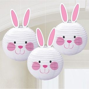 Natural Easter Decor, Paper Lantern Decor, Bunny Birthday Party, Bunny Party, Bunny Birthday, Easter Bunny Decorations, Bunny Face, Easter Time, Lanterns Decor