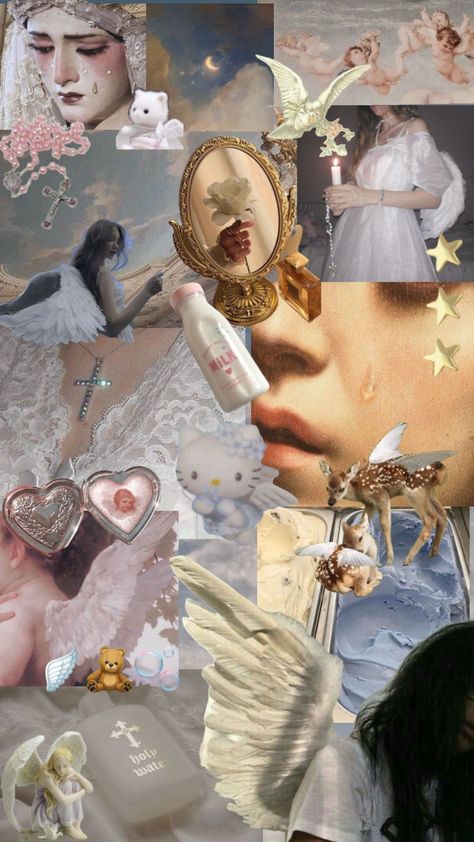 angelcore 🪽🧸🫧 #myfirstshuffle #angel #angelcore #aesthetics #white #angels Angel Soft Aesthetic, Angelic Moodboard, Ethereal Angel Aesthetic, Angel Moodboard, Angelic Gold Aesthetic, Angel Aesthetic Biblical, Angelcore Aesthetic, Angel Aesthetic, Mood Boards