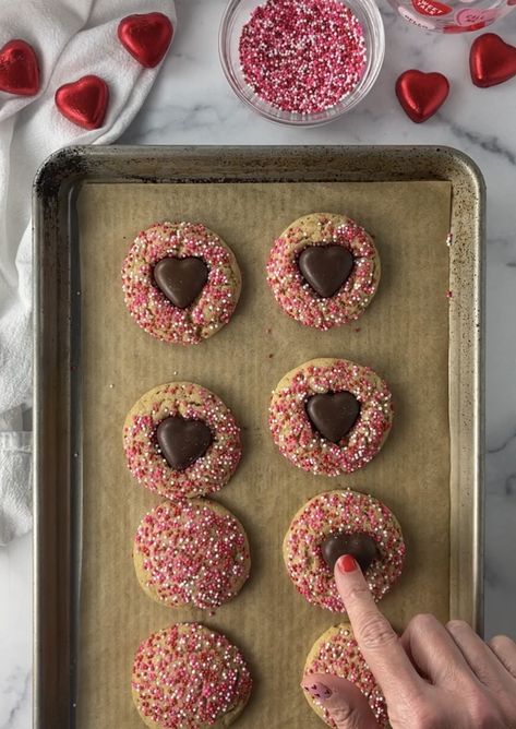 Valentine Peanut Butter Blossom Cookies Recipe Valentines Peanut Butter Blossoms, Valentine Peanut Butter Blossom Cookies, Blossom Cookies Recipe, Valentines Recipes, Peanut Butter Blossom, Valentines Day Sugar Cookies, Valentines Dinner, Creaming Method, Bakery Cookies