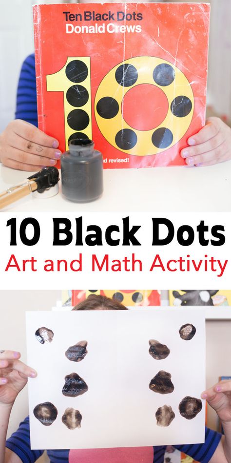 10 Black Dots Art and Math Activity – Munchkins and Moms Ten Black Dots Activities Preschool, 10 Black Dots Activities Preschool, Number 10 Crafts For Preschool, Measurement Activities Preschool, Math Activity Preschool, Ten Black Dots, Art And Math, Prek Literacy, Activity Preschool