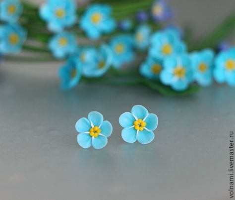 Polymer clay Forget me not jewelry Polymer clay Forget me not stud earrings Fimo Diy, Crea Fimo, Polymer Clay Tutorials, Diy Fimo, Diy Polymer Clay, Polymer Flowers, Polymer Clay Flower Jewelry, Forget Me Not Flower, Polymer Clay Jewelry Tutorials