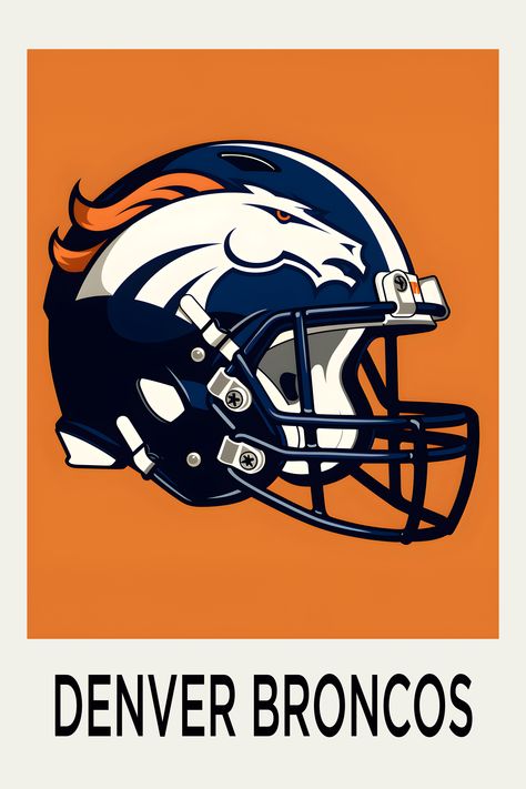 Denver Broncos, NFL Wall Art, American Football Fan Print, Football Coach Gift, Sports Poster, Football Birthday Decor, NFL Poster Broncos Painting, Denver Broncos Art, Nfl Poster, Football Coach Gifts, Denver Broncos Logo, Poster Football, Nfl Football Art, Broncos Logo, Sports Poster