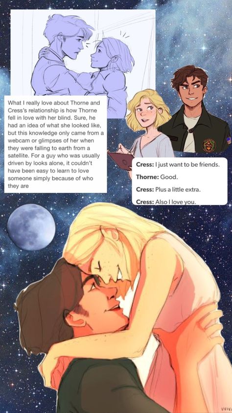 Cresswell #cresswell #lunarchronicles #cress #thorne Thorne And Cress Fan Art, Cress And Thorne, Marissa Meyer Lunar Chronicles, Marissa Meyer Books, Cute Nerd, Fantasy World Map, Art Jokes, The Best Series Ever, Top Books To Read