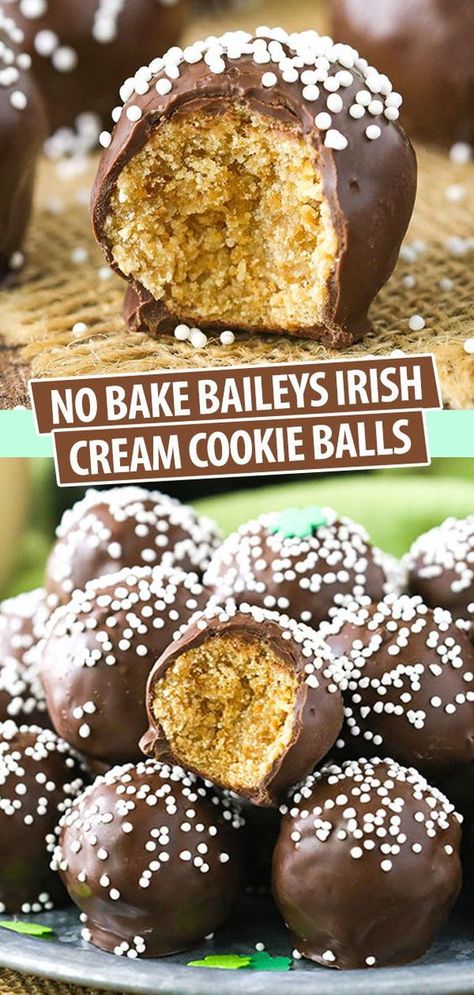 Baileys Cream, Baileys Irish Cream Recipes, Brownie Vegan, Irish Cream Recipe, Baileys Recipes, Cookie Balls, Dessert Truffles, Alcoholic Desserts, Cream Cookies