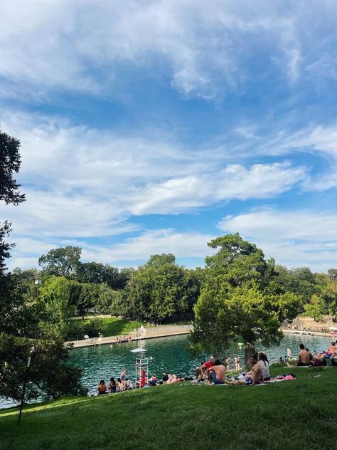 austin texas barton springs pool Barton Springs Austin, Austin Aesthetic, Texas Adventure, Barton Springs, Michael Roberts, Life Vision, Life Vision Board, Dream College, Senior Year