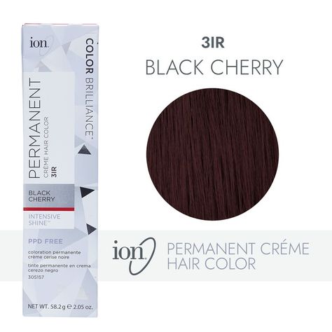 Ion Black Cherry Permanent Creme Hair Color by Color Brilliance | Permanent Hair Color | Sally Beauty Ion Hair Colors, Dark Brown Hair Dye, Black Cherry Hair Color, Black Cherry Hair, Ion Color Brilliance, Medium Golden Brown, Cherry Hair Colors, Color Castaño, Cherry Hair