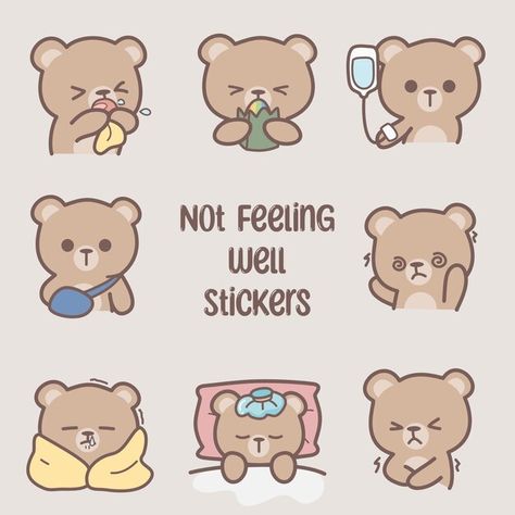 A collection of pictures with bears sayi... | Premium Vector #Freepik #vector Ipad Ideas, Stickers Ideas, Free Icon Set, Digital Stickers, Free Icon, Digital Sticker, Printable Stickers, Sticky Notes, Icon Set