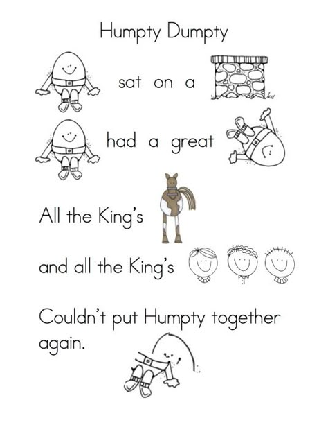 Humpty dumpty + other nursery rhymes--reading/retell/puppets Rhymes For Kindergarten, Nursery Ryhmes, Rhyming Preschool, Nursery Rhyme Crafts, Rhyming Worksheet, Explorer Nursery, Nursery Rhymes Preschool, Nursery Rhyme Theme, Poem Template