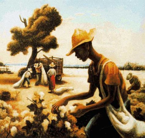 Scarlet Quince cross stitch chart: The Cotton Picker - Thomas Hart Benton Thomas Hart Benton Paintings, Cotton Picker, Collections Art, Thomas Hart Benton, American Realism, Country Gentleman, Art Thomas, Grant Wood, Diego Rivera