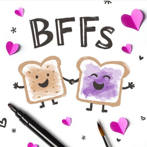 Simple Bff Drawings, Things To Draw For Best Friends, Cute Friend Drawings Easy, Bff Doodles Cute, Crtezi Za Bff, Bff Drawing Ideas, Cute Bff Drawings, Bff Drawings Easy Cute, Bestie Doodles