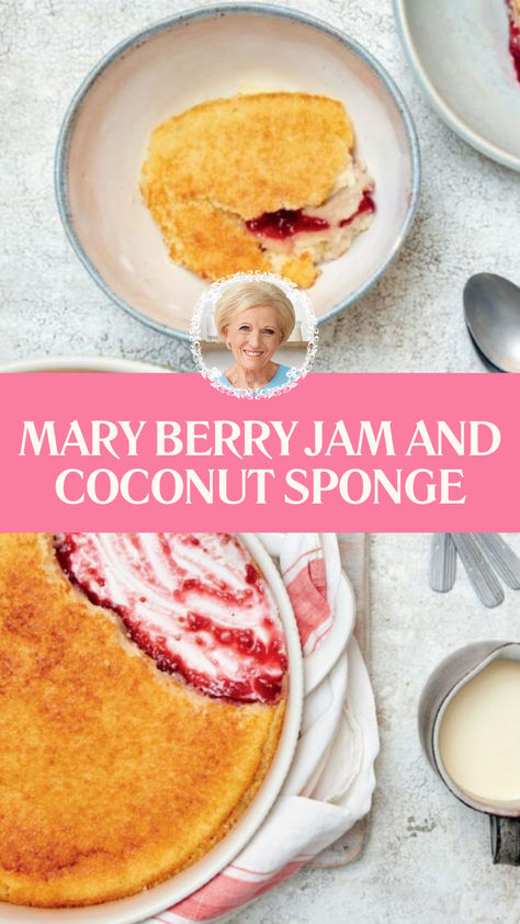 Mary Berry Jam And Coconut Sponge Mary Berry Meringue, Mary Berry Shortbread, Mary Berry Recipes Baking, Mary Berry Recipes, Snacking Cakes, British Food Traditional, Mary Berry Recipe, Food Traditional, Berry Recipes