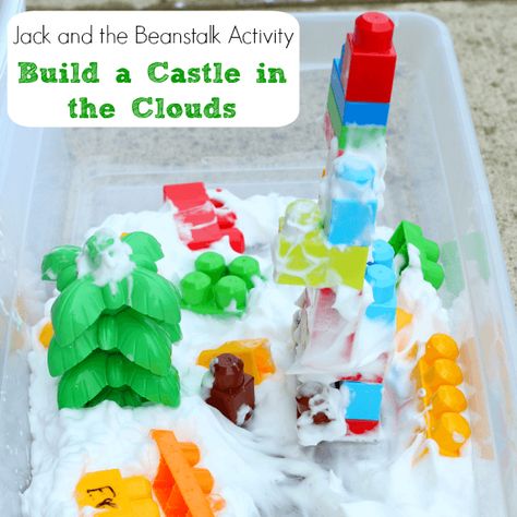 Build a castle in the clouds with this fun Jack and the Beanstalk extension activity! Jaspers Beanstalk Eyfs, Jack And The Beanstalk Eyfs, Jaspers Beanstalk, Eyfs Jack And The Beanstalk, Fairy Tales Preschool Activities, Castles Topic, Build A Castle, Bean Stalk, Fairy Tales Preschool