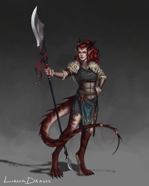 "Half-Dragon Fighter" by Liana Shadyan Humanoid Dragon, Dragon Fighter, Dragon Half, Half Dragon, Animal Traits, Mom Characters, Dragon Rpg, Female Dragon, Dragon Girl