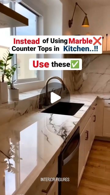 Interior Figures on Instagram: "Instead of using Marble❌ on Kitchen counter top you can Use Granite, Quartz, Full-Body Tiles According to their specifications.✅

Save👇 & Share✈️

Follow @interior.figures for more such content.✅✨
. 
. 
. 
. 
#kitchen #kitchencountertops #kitchencounter #kitchencountertop #marble #granite #quartz #quartzcrystal #tiles #tile #fullbodytiles #marblecountertops #granitecountertops #quartzcountertops #modularkitchen #modular #kitchendecor #expensive #heatresistant #stain #kitcheninterior #homedecor #homeinterior #interior #interiorstyling #interiordesign #instalike #instadaily #explore 

{Kitchen, kitchen counter, counter top, marble, granite, quartz, marble counter, tile, tiles, quartz, modular kitchen, modular, kitchen interior, home decor, decor, expensive, l Modular Kitchen Interior, Quartz Marble, Kitchen Modular, Kitchen Counter Top, Interior Home Decor, Marble Counter, Interior Home, Marble Granite, Marble Countertops