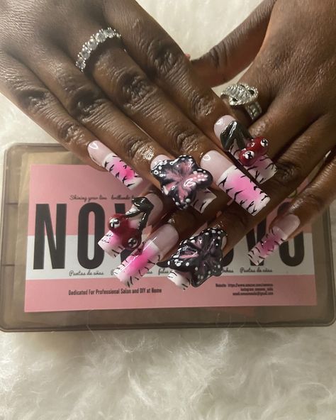 Channeling some serious Ed Hardy vibes with this fierce nail set! 🐉💀✨ Check out the 3D sculpted art—because your nails deserve to be a masterpiece. 🎨💅 What do you think? Are you ready to rock some bold, iconic designs? #EdHardyNails #3DNailArt #NailTech #BoldNails #NailDesigns - Tips from @novoovo_nails - - @glitterbels_ambassadors 🎀🪞🩰🦢. Use code brattyklawz04 for 10% off when using the link 🔗 in my bio - - #londonnailtech #nailinspo #nailsoftheday #westlondonnailtech #nailartist #dayinm... Bad Nails, London Nails, And I Love You, Grateful For You, My Followers, My Bad, 3d Nail Art, I Love You All, West London