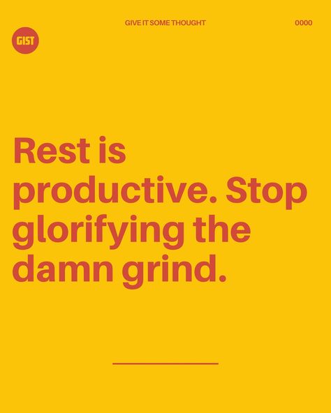 Rest is productive. It’s time to stop glorifying the damn grind. 🛌 Taking time to recharge isn’t a sign of weakness; it’s a vital part of achieving your best self. Rest fuels creativity, boosts mental health, and enhances overall productivity. 🚀 Let’s change the narrative: prioritize rest and see how it transforms your life. How do you ensure you get enough rest? Share your tips below! . . #RestIsProductive #SelfCare #Balance #MentalWellbeing #Recharge #HealthyHabits #giveitsomethought Rest Is Productive, Change The Narrative, Yoga Aesthetic, Your Best Self, Mental Wellness, Transform Your Life, A Sign, Best Self, Healthy Habits