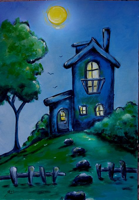 Houses Painting, Whimsical House, Cute Little Houses, Urban Sketch, Flower Gift Ideas, House Illustration, Cottage Art, House Drawing, Middle School Art