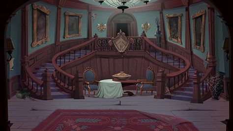 Haunted House Interior, Living Room Illustration, Haunted Mansion Decor, 2d Game Background, Interior Concept Art, Kim Smith, Environment Painting, Props Concept, Haunted House Props