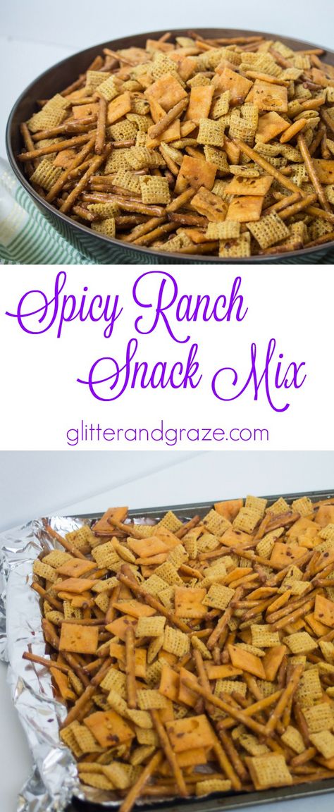 spicy ranch snack mix Spicy Ranch Snack Mix Recipes, Homemade Chex Mix Recipe Spicy, Ranch Snack Mix Recipes, Snack Mix Recipes Savory, Ranch Chex Mix Recipes, Chex Mix Recipes Spicy, Spicy Chex Mix, Ranch Chex, Ranch Chex Mix