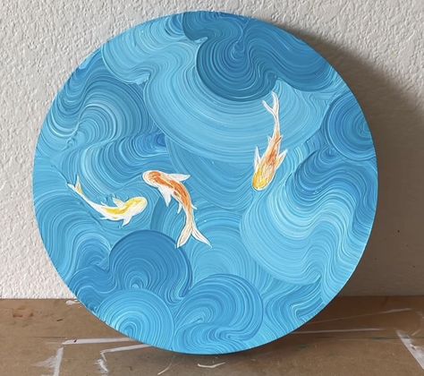 Men’s Pottery Painting, Pond Pottery Painting, Ceramic Bowl Glazing Ideas, Ocean Pottery Painting, Bowl Pottery Painting Ideas, Pottery Bowl Painting Ideas, Painted Bowl, Diy Pottery Painting, Simple Canvas Paintings