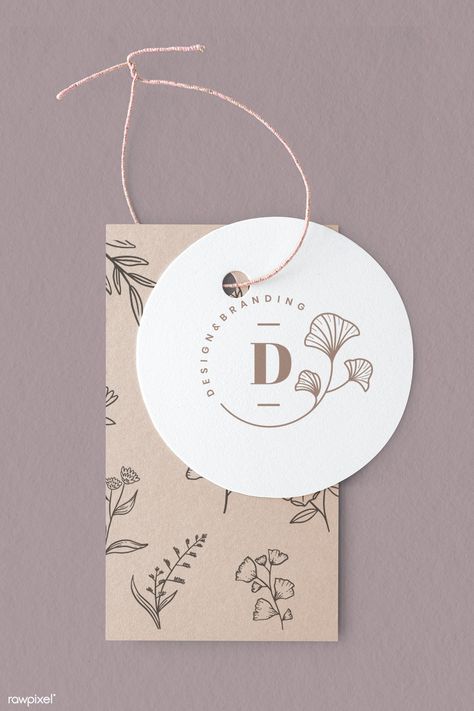 Purple floral design label mockup | premium image by rawpixel.com / KUTTHALEEYO Gift Shop Branding, Gift Logo Design Ideas, Hangtag Design Inspiration, Flower Logo Design Graphics, Tag Card Design, Hangtags Design, Shop Card Design, Store Logo Ideas, Flower Packaging Design