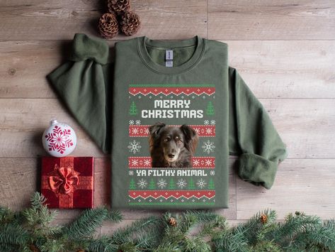 Photo Shirt for Christmas,Custom Merry Christmas Ya Filthy Animal Sweater,Animal Lover Gift,Dog Photo Pajamas,Funny Holiday Sweatshirt Funny Pajamas, Animal Sweater, Merry Christmas Ya Filthy Animal, Ya Filthy Animal, Filthy Animal, Christmas Custom, Funny Holiday, Dog Photo, Festive Wear