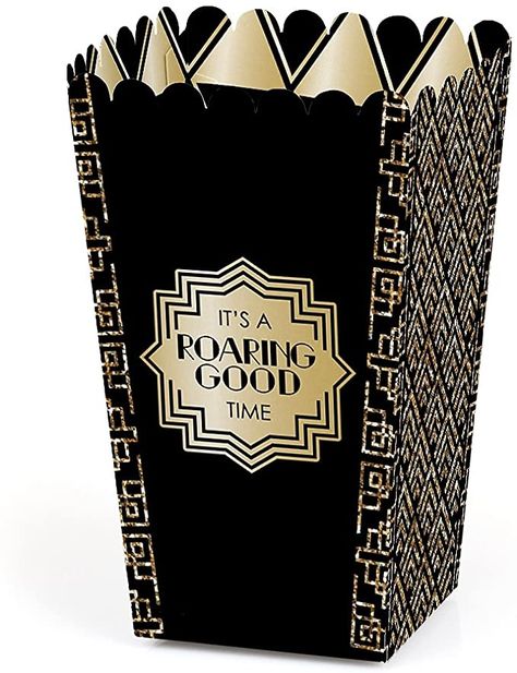 Amazon.com: Big Dot of Happiness Roaring 20's - 1920s Art Deco Jazz Party Favor Popcorn Treat Boxes - Set of 12: Toys & Games Jazz Party Theme, 20s Party Theme, Roaring 20s Birthday, Jazz Party, Popcorn Treat, Art Deco Party, Popcorn Favors, 20s Party, Roaring 20s Party