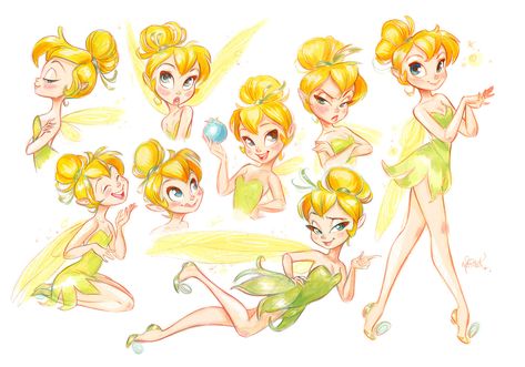 Whitney Pollett’s Tink character sheet is the best Tinkerbell Drawing, Tinkerbell And Friends, Tinkerbell Disney, Tinkerbell Fairies, Disney Princess Drawings, Disney Sketches, Model Sheet, Disney Fairies, Princess Art