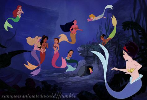 Mermaid Disney Crossover Princesses As Mermaids, Disney Princesses As Mermaids, Bad Disney, Animated Princess, Disney Mermaids, Disney Aurora, Disney Mermaid, Princess Mermaid, Disney Crossover