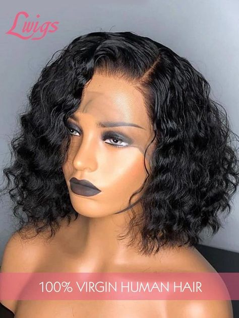 Side Part Deep Wave, Curly Bob Wigs, Bob Lace Front Wigs, Cheap Human Hair, Deep Wave Hairstyles, Curly Lace Front Wigs, Deep Curly, Bob Hair, Front Lace Wigs Human Hair