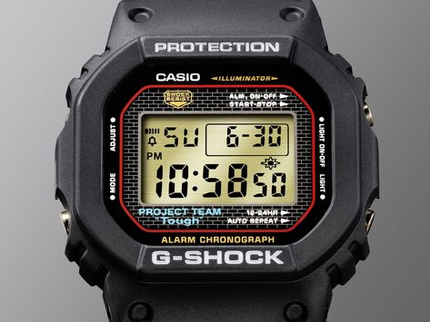 Face of Project Team Tough G-SHOCK watch Casio Gshock, Casio G Shock Watches, Anniversary Logo, G Shock Watches, Limited Edition Watches, Stop Light, Casio G Shock, 40th Anniversary, G Shock