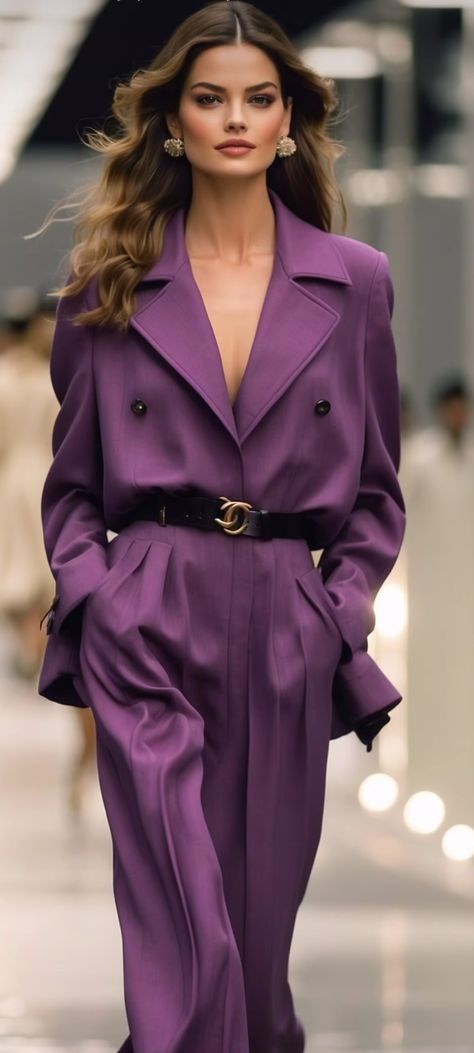 Dress For The Job You Want, Elegant Fashion Outfits, Parisian Chic Style, Mad Women, Purple Outfits, Parisian Chic, Formal Outfit, Purple Fashion, Classic Outfits