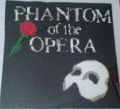 Phantom of the Opera Perler Broadway Perler Beads, Broadway Theme, Bead Things, Advent Calendar Pattern, Melty Bead Designs, Hama Art, Hamma Beads Ideas, Perler Ideas, The Phantom Of The Opera