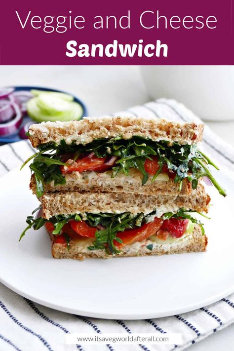 Veggie cheese sandwiches with Boursin cheese make the BEST vegetarian lunch option. They can be enjoyed at home or packed for work or school! Vegetable Sandwiches, Vegetarian Sandwiches, Bread Spread, Arugula Recipes, Cheese Sandwich Recipes, Plant Based Recipes Easy, Boursin Cheese, Healthy Vegetable Recipes, Vegetarian Sandwich