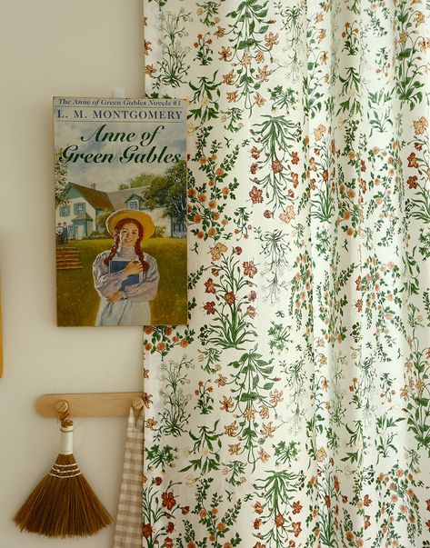 Cozy Living Room Curtains, Wildflower Curtains, Cottage Core Curtains, Cottagecore Curtains, Printed Cotton Curtain, Retro Flower Pattern, Natural Decor, Decorating Themes, Floral Curtains