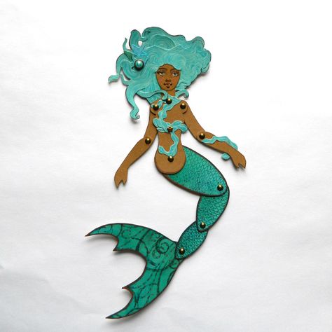 Mermaid Paper Dolls, Mermaid Puppet, Teal Mermaid, Abc Crafts, Paper Doll House, Paper People, Mermaid Pattern, Mermaids And Mermen, Paper Illustration