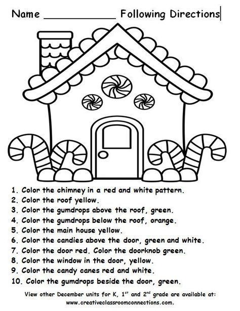 Free Gingerbread House for a following directions activity. More December units for K, 1st and 2nd available at http://www.creativeconnections.com. Christmas Following Directions Activity, Christmas Library Activities, 4th Grade Christmas Activities, 2nd Grade Christmas Activities, Christmas Worksheets For Kids 1st Grades, Kindergarten December Activities, Christmas Kindergarten Activities, Christmas School Activities, Kindergarten Activities Art Crafts