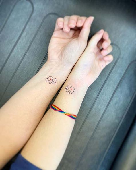 Watercolor Heart Tattoos, Cute Best Friend Tattoos, Matching Bff Tattoos, Matching Friend Tattoos, Tier Tattoo, Matching Best Friend Tattoos, Bestie Tattoo, Triangle Tattoos, Bff Tattoos