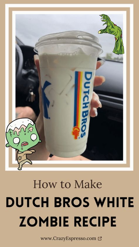 how to make Dutch Bros White Zombie Recipe Zombie Recipe, Chai Caramel, Zombie Drink, Dutch Bros Secret Menu, Zombie Food, Menu Drink, Dutch Bros Drinks, White Chocolate Sauce, Caramel Mocha