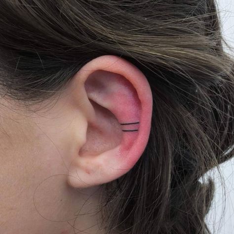 Two tiny lines tattoo on the left ear Simple Wave Tattoo, Shape Tattoo, Military Tattoos, Marquesan Tattoos, Handpoke Tattoo, Muster Tattoos, 1 Tattoo, Waves Tattoo, Tattoo Feminina