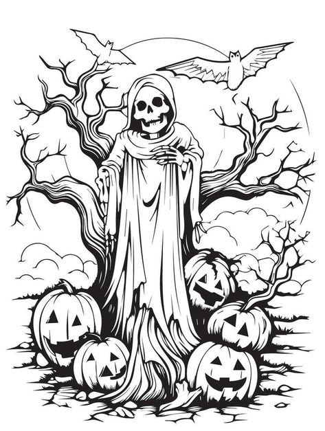 Scary Halloween Coloring Pages, Scary Coloring Pages, Scary Scarecrow, Halloween Porch Sign, Halloween Resources, Witch Coloring Pages, Adult Coloring Books Printables, Rainbow Canvas, Truck Coloring Pages