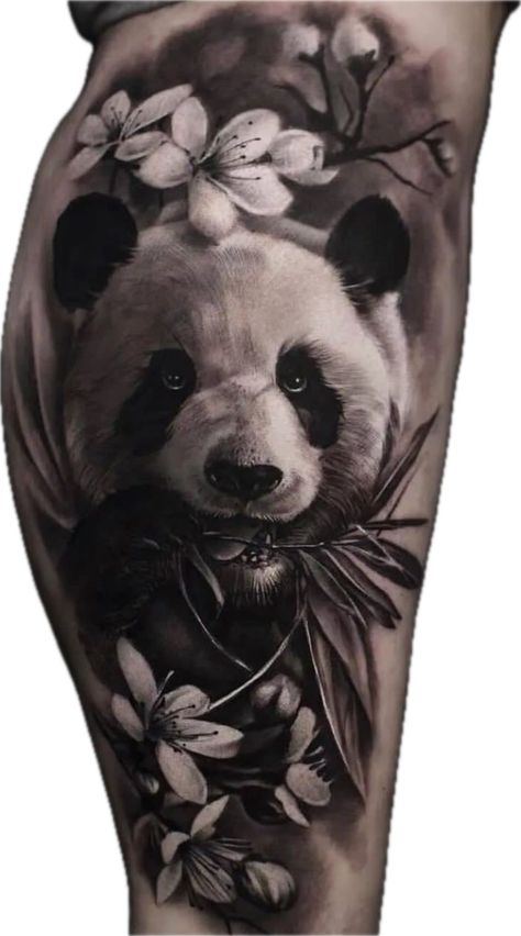 Panda Tattoo, Creative Tattoos, Tatting, Tattoos, Grey