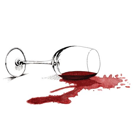 My interpretation of the word "Empty" that I drew for Inktober 2022. What do you think? Tell me in the comment. You can find all different kind of products with this design in my Redbubble shop linked here. Broken Wine Glass Sketch, Red Wine Drawing, Wine Glass Watercolor, Wine Glass Drawing, Tattoo Planning, Wine Ideas, Broken Bottle, Emotional Response, Spilled Wine